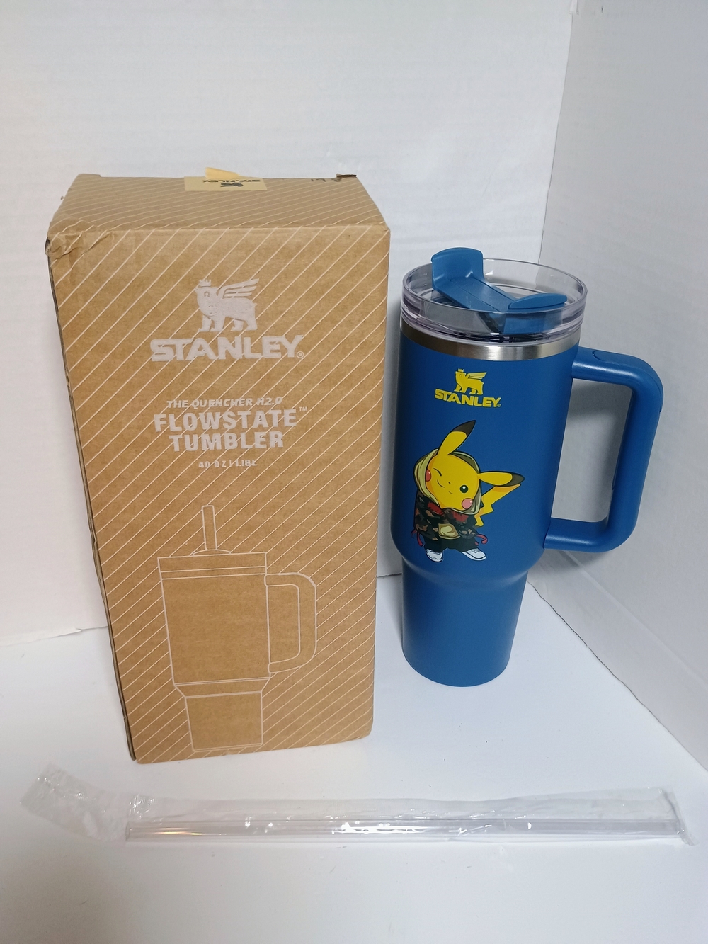 Stanley Authentic Pikachu 40 Oz w Straw and Box  Brand New